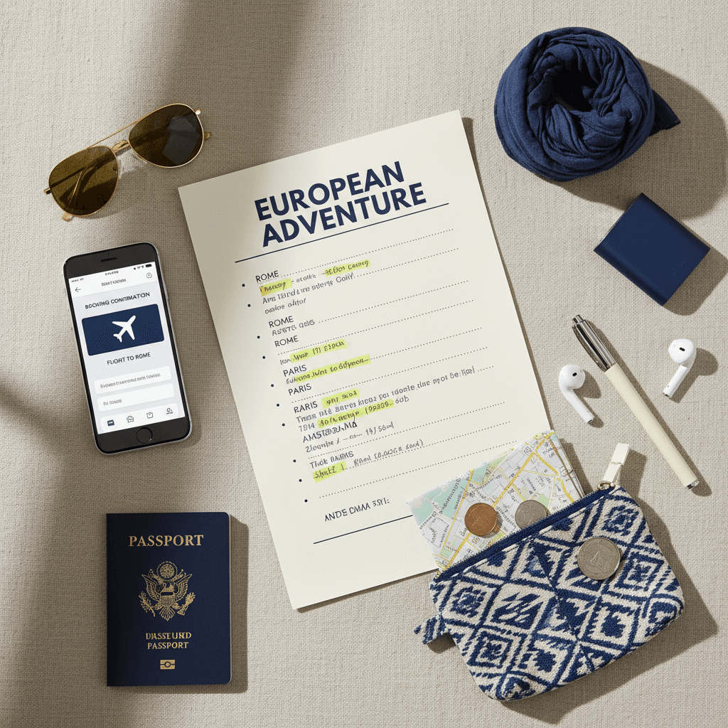 Travel itinerary and booking confirmation displaying organized tour details