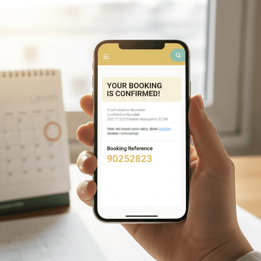 Email confirmation of tour booking on phone