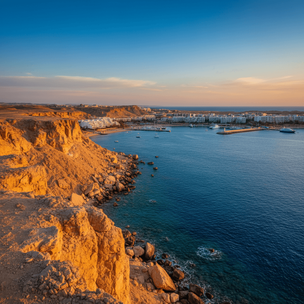 Sharm El Sheikh coastal cliffs overlooking the Red Sea harbor