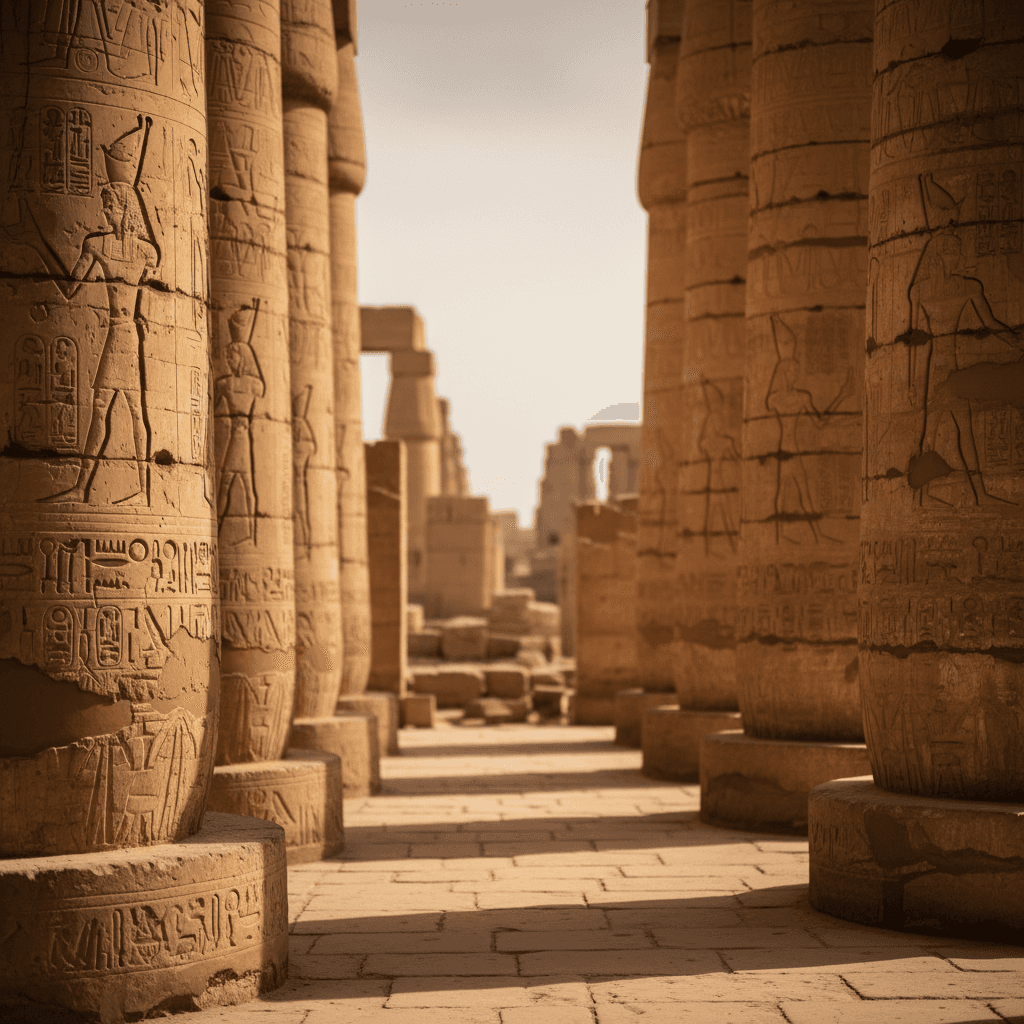 Ancient temple columns and hieroglyphics in Luxor