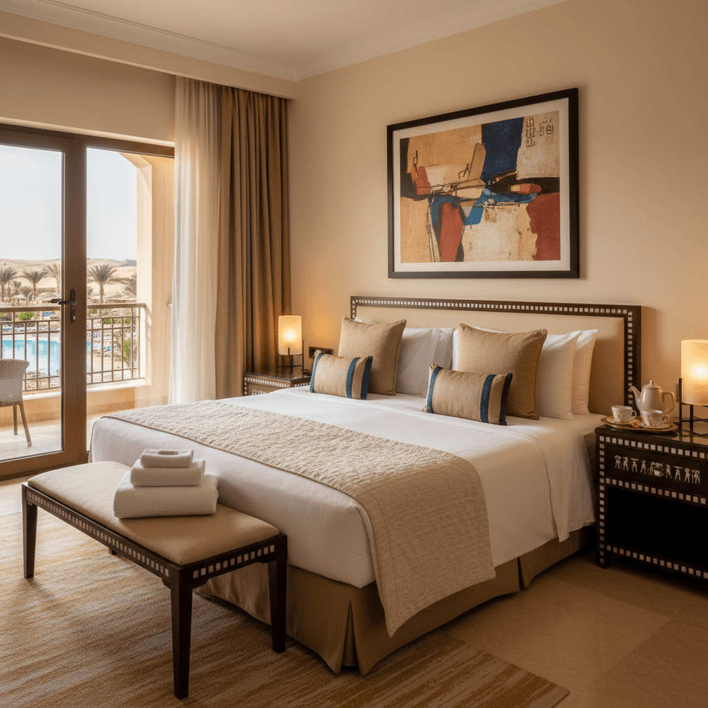 Comfortable hotel room with quality furnishings and modern amenities